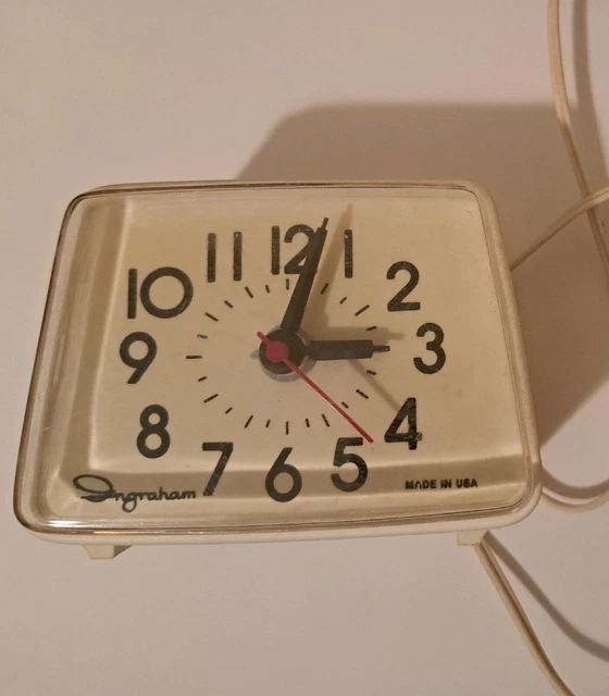 VINTAGE RETRO INGRAHAM Electric Alarm Clock Dial Model 49 009 White