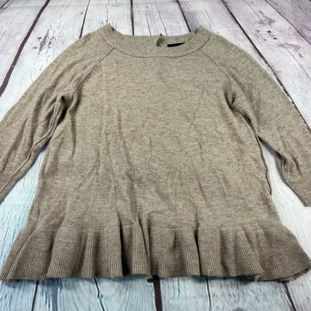 TOPSHOP Womens Rabbit Hair Blend Brown Long Sleeve Ruffle Buttom Sweater 2