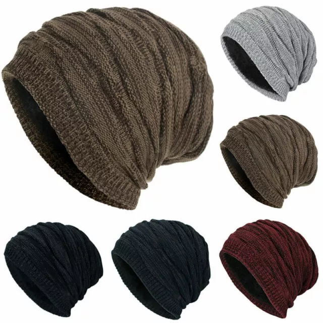 Oversized Men Slouch Long Beanie Hat Women Winter Warmer Fleece Knitted Caps