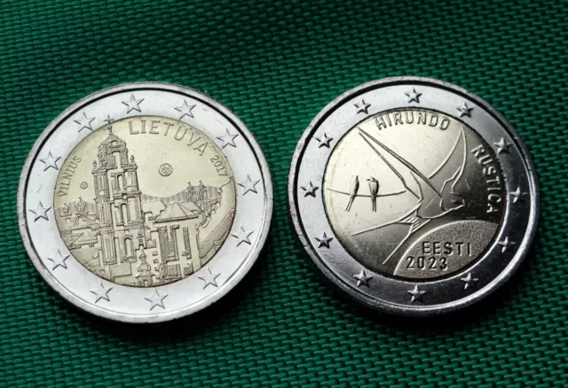 2 € UNC Coins 2023 ESTONIA 🇪🇪 Barn Swallow 🇱🇹 Lithuania VILNIUS 2 Euro coin