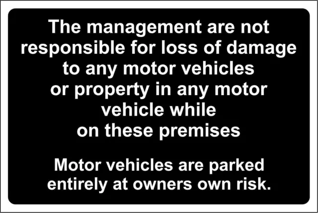 La direction n'est pas responsable. Parking entièrement aux risques du propriétaire