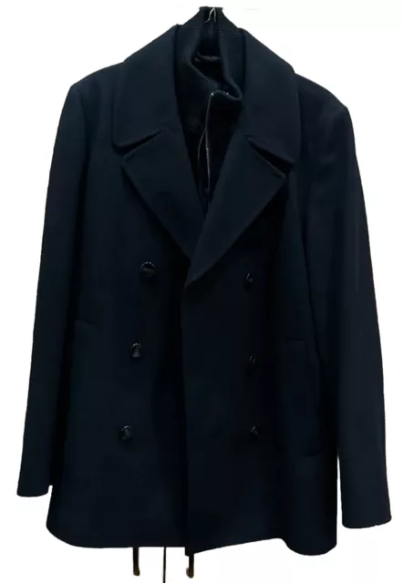 Men’s Vince Camuto Double Breasted Wool Peacoat (S) (Black) Worn Once