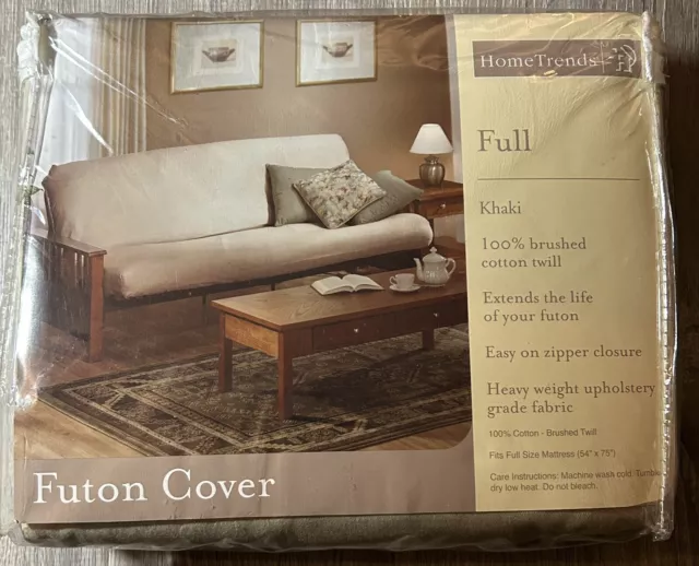 Home Trends Khaki Cotton Futon Cover Full Size 54” x 75”  #20153 New, Never Used