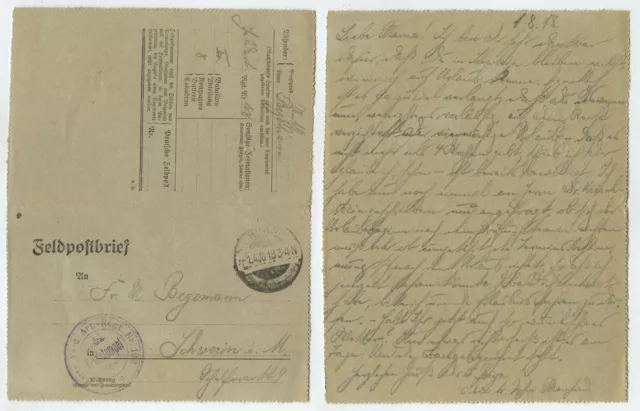 97663 - Feldpostbrief - 1.8.1918 nach Schwerin