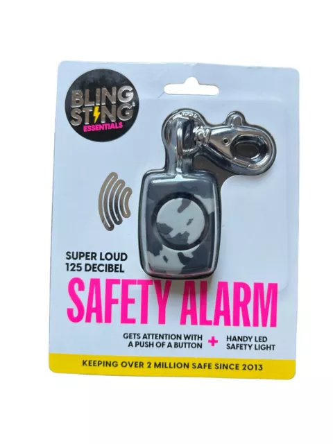 Stay Safe in Style: Bling Sting Grey Black Camo Personal Safety Alarm & Flashlig