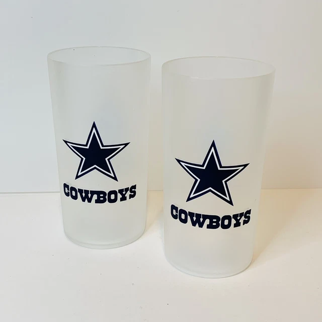 Dallas Cowboys Hard Frosted Plastic Cups Set Of 2 NFL Football - Some Staining
