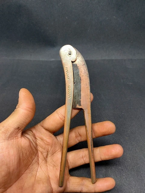 Antique Iron Company Name Engraved Betel Nut Cutter Nickel Copper Plated Old