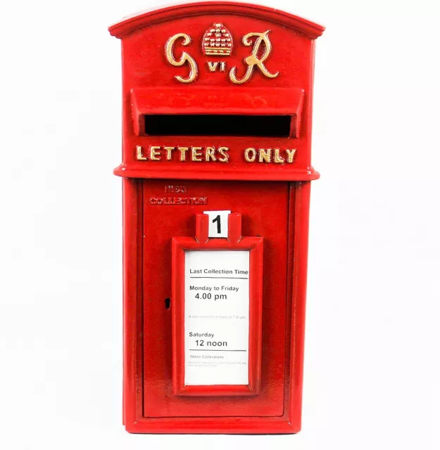 Royal Mail Cast Iron Pillar Red GR Post Box Option on Stand/Wall Mount ER VR 3