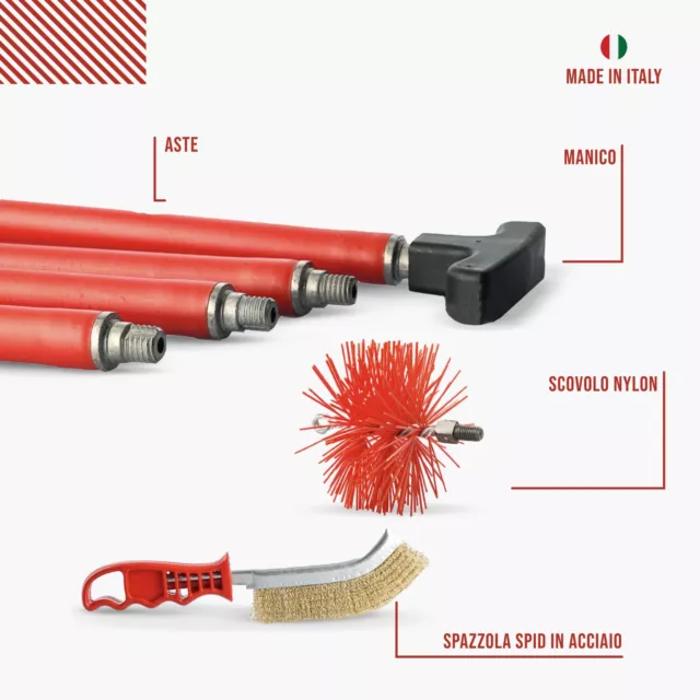 Kit Spazzacamino 10 m - Scovolo 80mm Nylon Pulizia Camino Canna Fumaria Pellet 2
