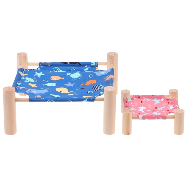 2 Pcs Sommerbett Für Hamster Aus Holz Hamster-Hängematte Chinchilla Spielzeug