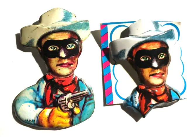 The Lone Ranger - Who Was That Masked Man? -- 5 Pins Japan Tin Litho Toys