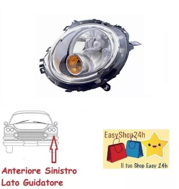 Faro Fanale Proiettore Anteriore Sx H4 Per Mini One Cooper R56 2006 2013 Arancio