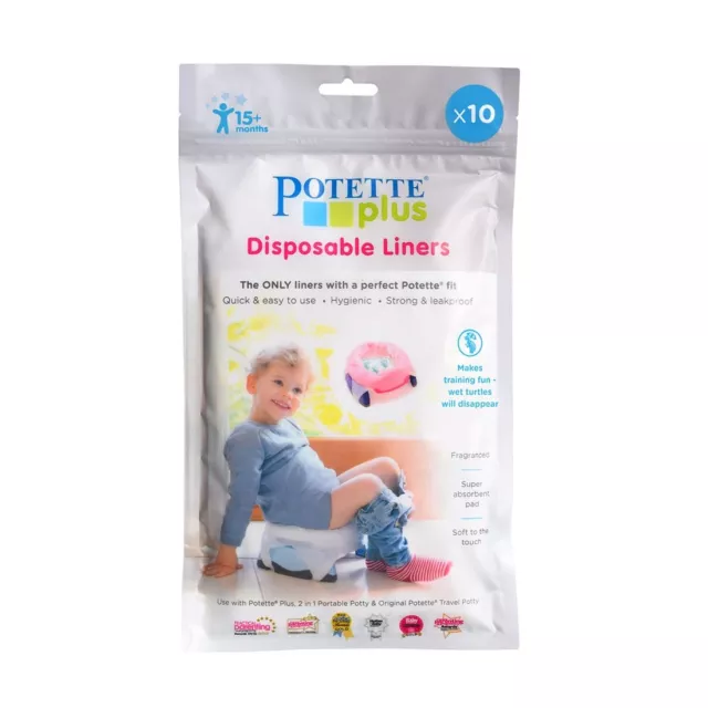 10 Pack | Genuine Potette Plus Travel Potty Liners - Disposable & Biodegradable