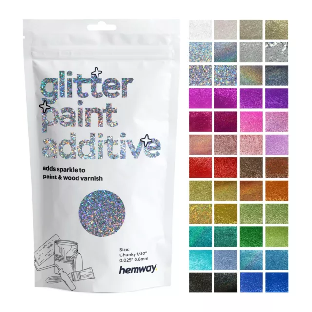 Hemway Glitter Wall Paint Chunky 0.6mm Additive for Emulsion Bedroom Kitchen