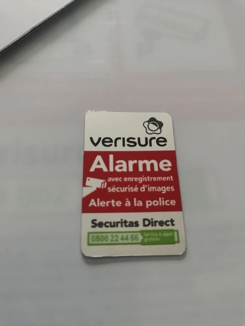 Plaque Alarme Lot De 4 Autocollants Verisure 2024 - Dimensions 4 X 2,5 Cm | Neufs Pour Syst&egrave;me D'alarme Alarme Voiture