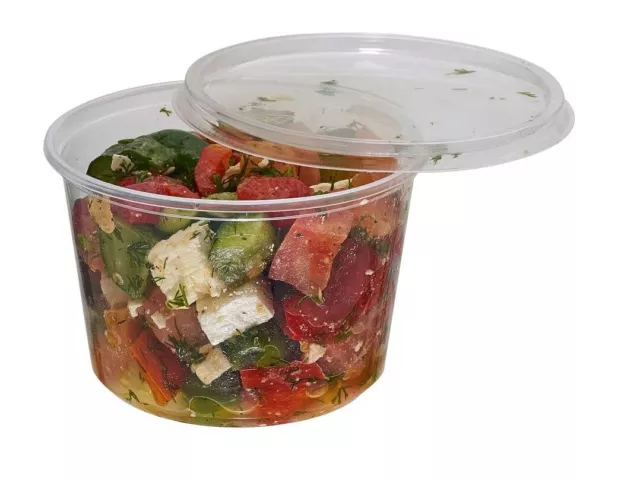 50 Pack 16 oz Durable Deli Food/Soup Plastic Lightweight Containers w/ Lids