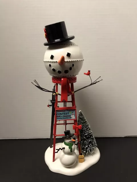 Department 56 SNOWMAN WATER TOWER Christmas Snow Village Accessories 800013