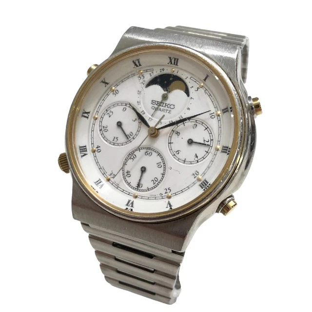 MONTRE BRACELET SEIKO 7A48 7000 Phase de Lune Quartz Vintage 1985