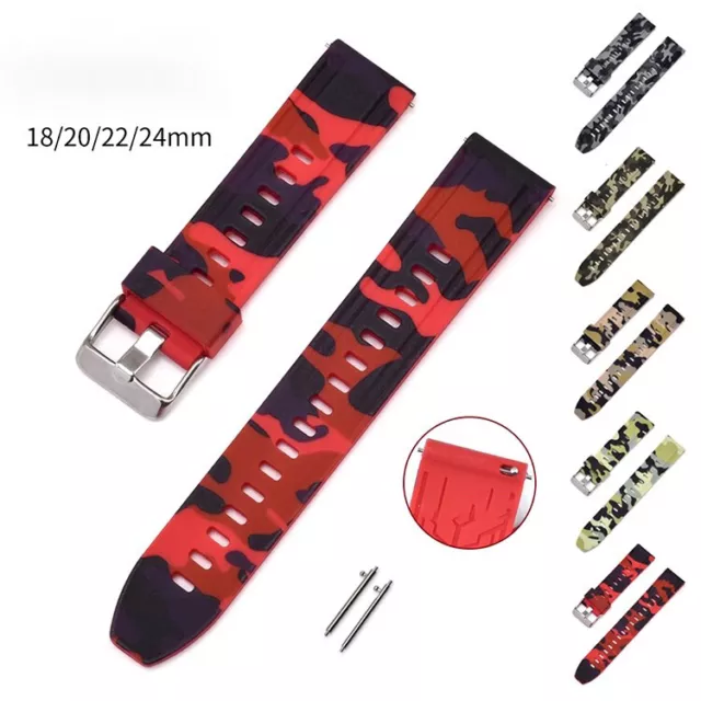 Quick Release Camo Silicone Smart Bracelet Watch Strap Watch Band 18 20 22 24mm