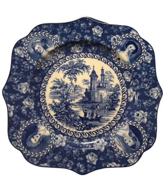 Victorian Repro Blue White Transfer Ware  Porcelain Plate Antiche Riproduzioni