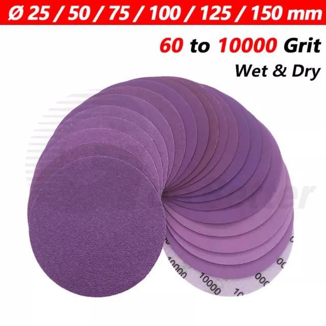 Ø 25mm-150mm Sanding Discs Pads Hook and Loop Sandpaper Wet & Dry Grits 60-10000