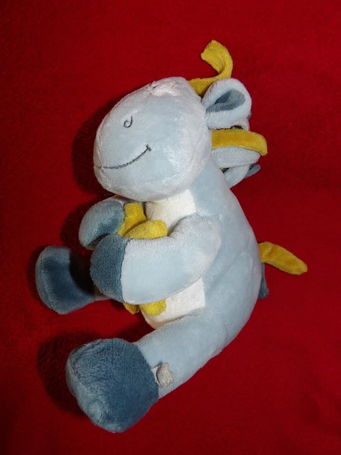 Doudou Peluche Musical  dragon bleu étoiles Victor et Lucien NOUKIE'S 20 cm