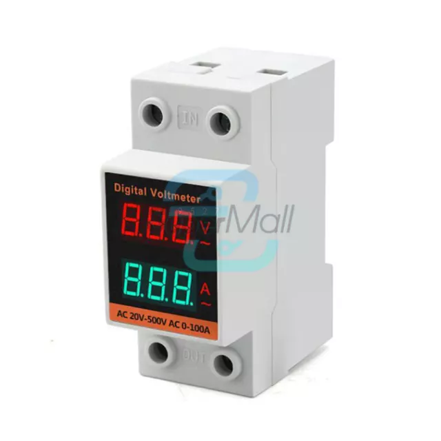 AC60-500V 0,00-99,9A Din Rail voltmetro digitale CA amperometro misuratore elettrico