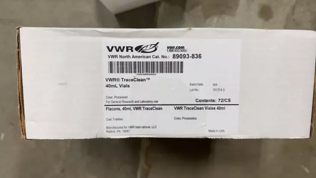 VWR 89093-836 TraceClean 40 ml Vials, 72/CS