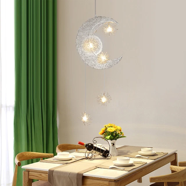 Lampada da soffitto LED camera bambini luna/stelle lampada a sospensione lampadario luce