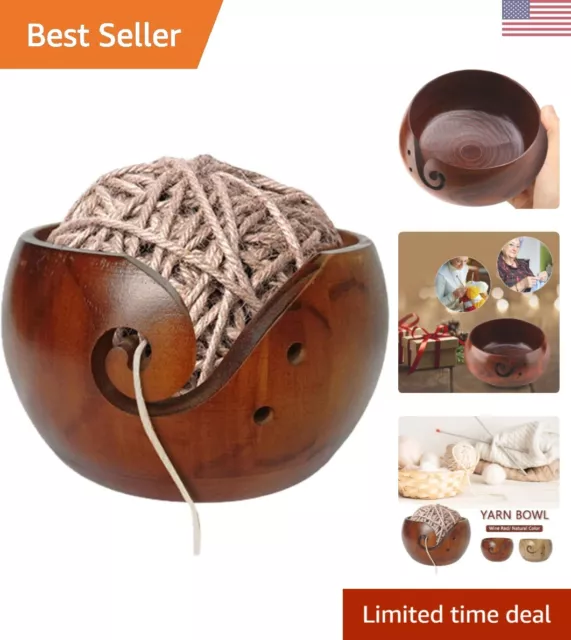 Crochet Yarn Bowl Wooden Yarn Storage Bowl Crafted With Carved