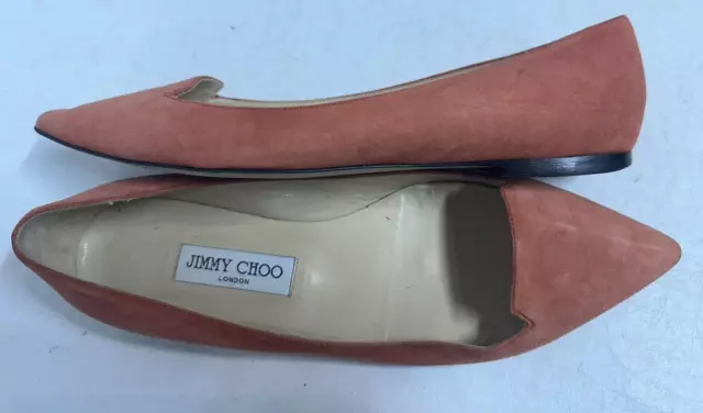 JIMMY CHOO PEACH orange suede Designer flats shoes sz euro 39.5 $4.25 ...