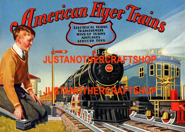 Gilbert American Flyer Trains 1930 große A3 Größe Poster Werbung Shop Schild Broschüre
