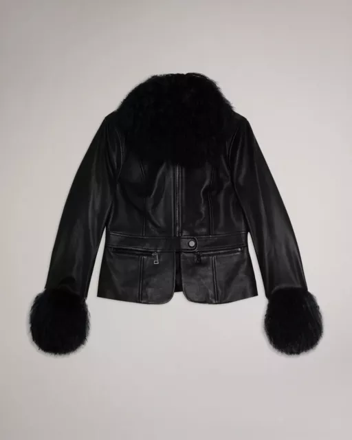 Ted baker peplum leather jacket discount