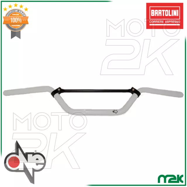 Manubrio Sterzo Bianco Piega Alta 10 Cm Universale Ø22 Moto Cross Enduro Motard