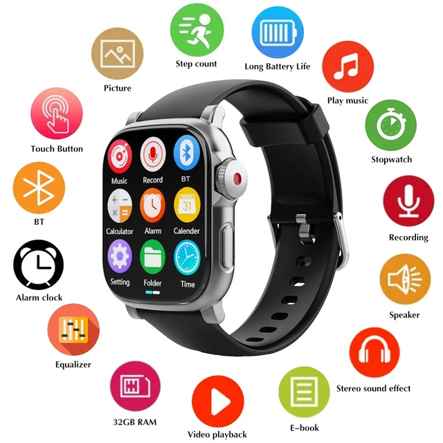 BLUETOOTH 5.4 MP4/MP3 Player Watch 8128GB Lossless Music 2.0" Full 