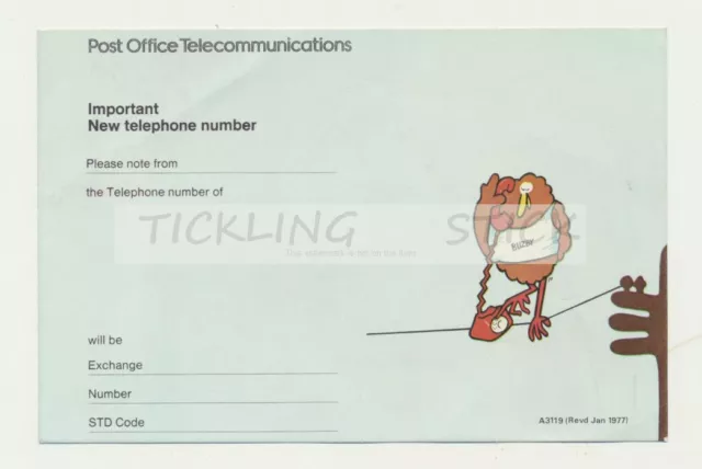 Post Office Telecommunications New Telephone Number Postcard  1978 Buzby