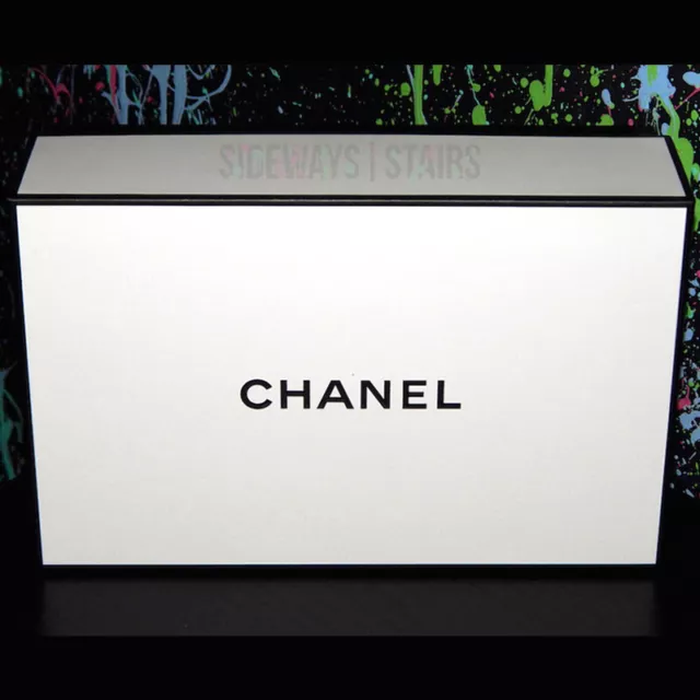 CAJA DE MAQUILLAJE CHANEL Y BOLSA DE JOYAS 8,5" Caja de regalo vacía negra mini bolsa con cordón 3