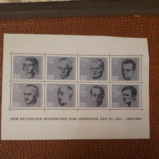 Briefmarkenblock „Dem Deutschen Widerstand zum Jahrestag des 20. Juli 1944/1964"