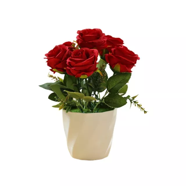 Künstliche Rose Blumen Bonsai Blumen-Topf-Ornament Für Zuhause Geschenke