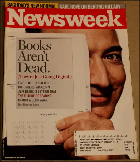 11/26/2007 Newsweek Magazine Digital Books Jeff Bezos Amazon CEO Hillary Clinton