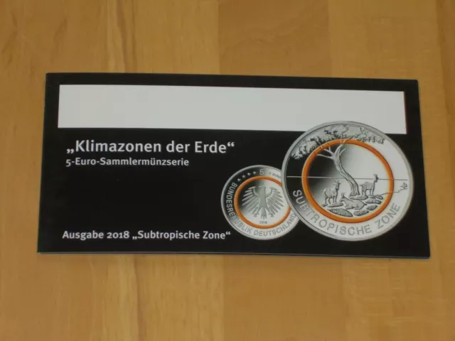 Flyer, Infoblatt zur 5 EURO MÜNZE 2018 "SUBTROPISCHE ZONE" - OHNE MÜNZE -