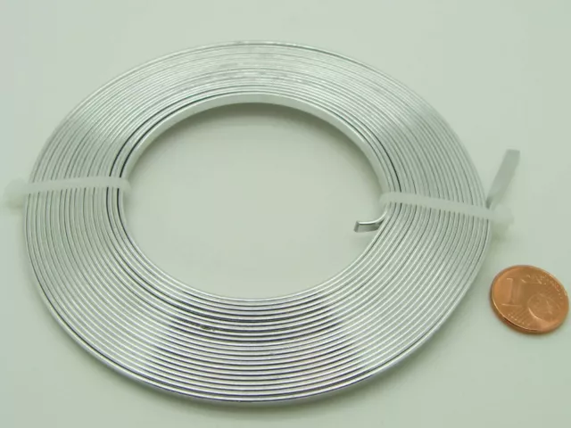 Fil cuivre plat argenté, env. 0,6 x 0,1 mm, 28 mètres, 20 g, pour