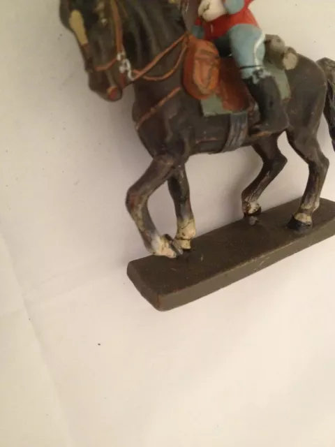 700/  Lineol Figur Reiter zu Pferd Däne / 7,5cm 2WK Soldat Original von1938 3