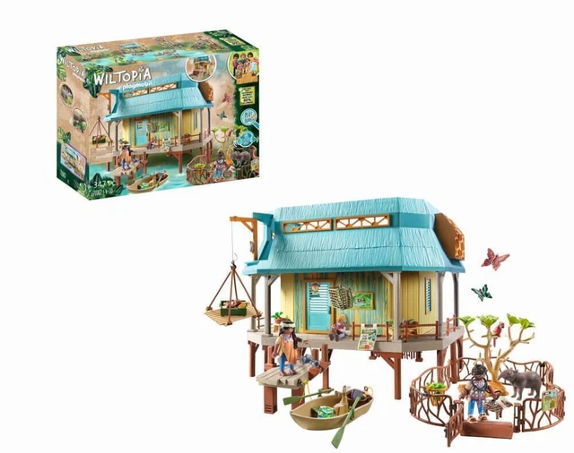 PLAYMOBIL Wiltopia 71007 Centro De Cuidado De Animales Con Efectos De Luz – Juguete Sostenible Para Niños +4 Años