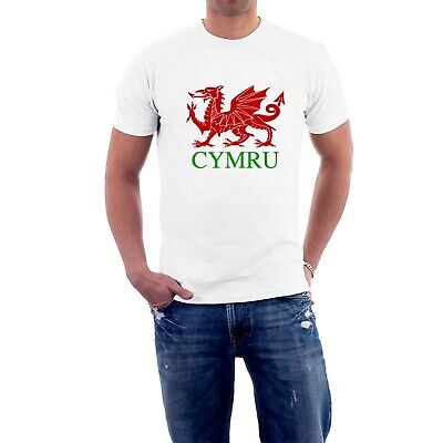 Wales T-shirt Welsh Dragon CYMRU Cotton Tee Flag Rugby Football Sillytees
