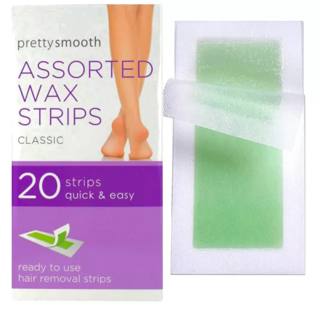 20 Wax Strips Pretty Assorted Hair Removal Face Body Legs Upper Lip Bikini Arm