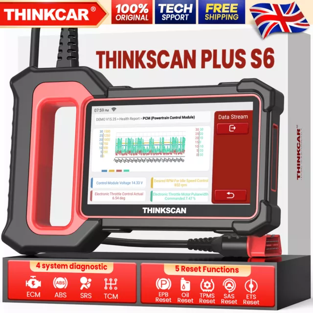 Thinkscan Plus S6 auto lettore codici scanner motore strumento diagnostico EPB Regno Unito