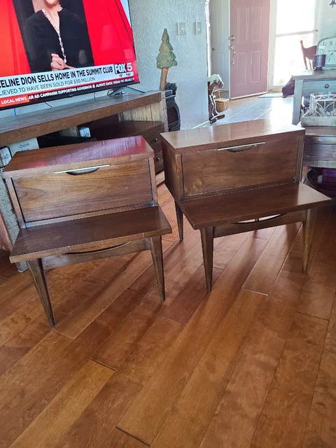 (2) Kent Coffey The Tableau Mid Century Modern Nightstands.