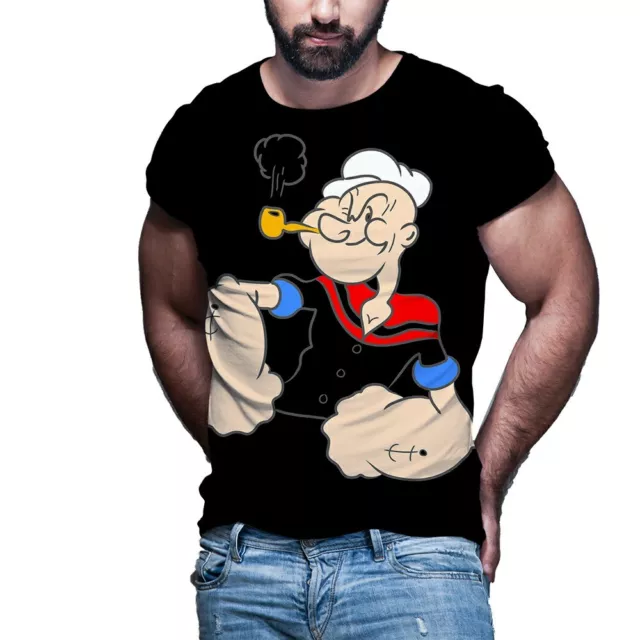 Popeye T-Shirt Braccio Di Ferro Maglietta Uomo Casual Moda Spedizione 20 Giorni