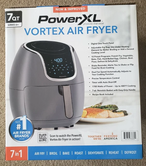 POWER XL VORTEX Air Fryer Plus 7qt 1700W Model HF1096LCDP Grey NEW